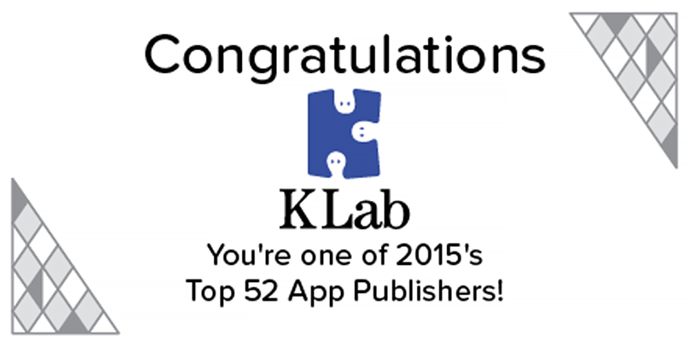 Congratulations KLab You're one of 2015's Top 52 App Publishers!